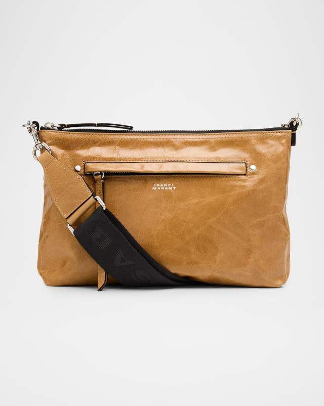 Nessah Crinkled Leather Shoulder Bag